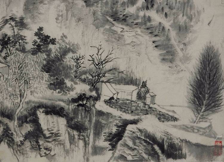 空山幽居   梁玺写生精品