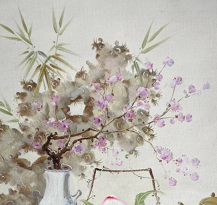 油画《福禄寿》