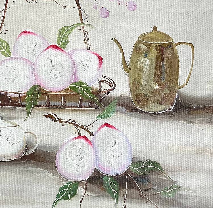 油画《福禄寿》