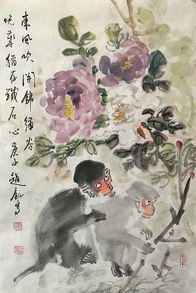 中国美术家赵钲画东风吹开锦绣谷，晚岁犹存铁石心
