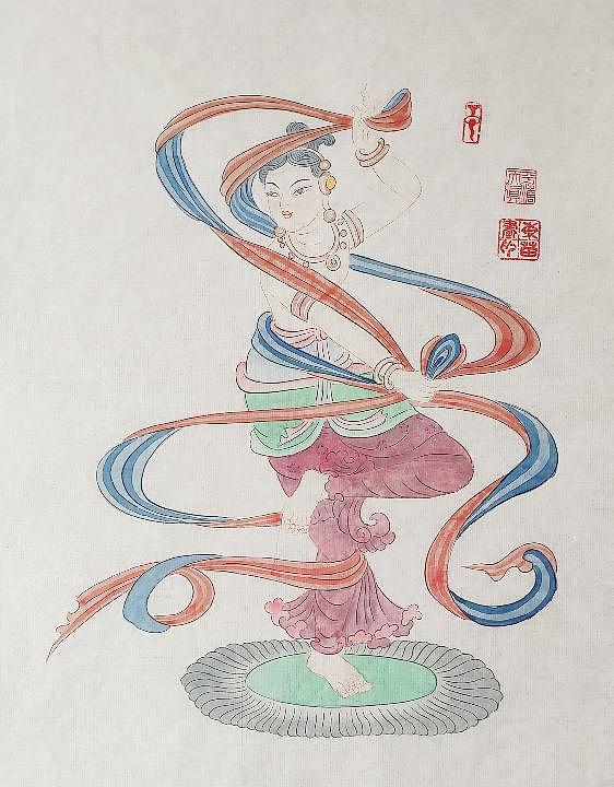 传承敦煌壁画，各大寺庙收藏，杨东苗 舞姿