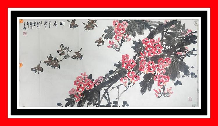 中国花鸟画研修院高研班 凌霄图，闹春。