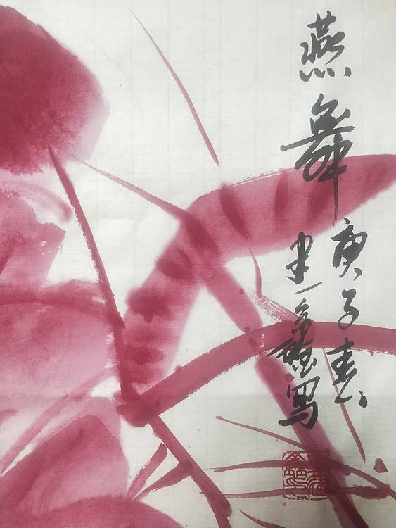 中国花鸟画研修院高研班 荷花图，燕舞。