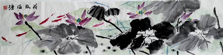 广东青年美协理事陈杰横幅花鸟作品