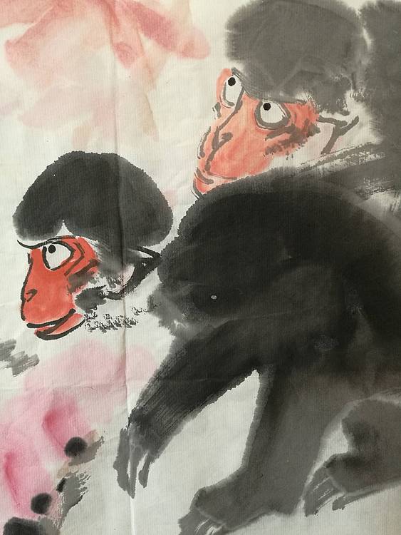 中国美术家赵钲画枫叶如花，紅红火火