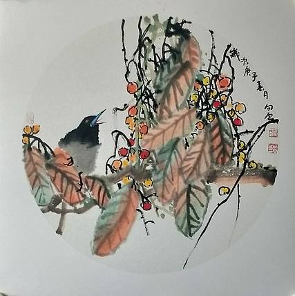 刘兵谦 花鸟斗方