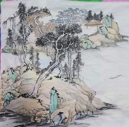 秋山垂钓