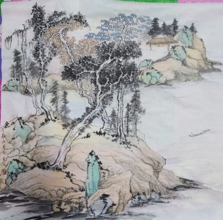 秋山垂钓