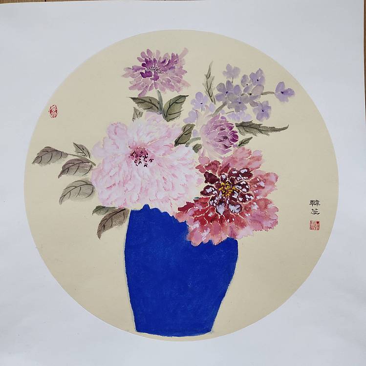 雪中寒蕊 山东省当代工笔画院画家韩蕊没骨花卉