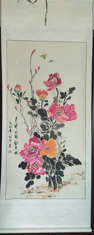 范彩君 四尺牡丹,已装裱