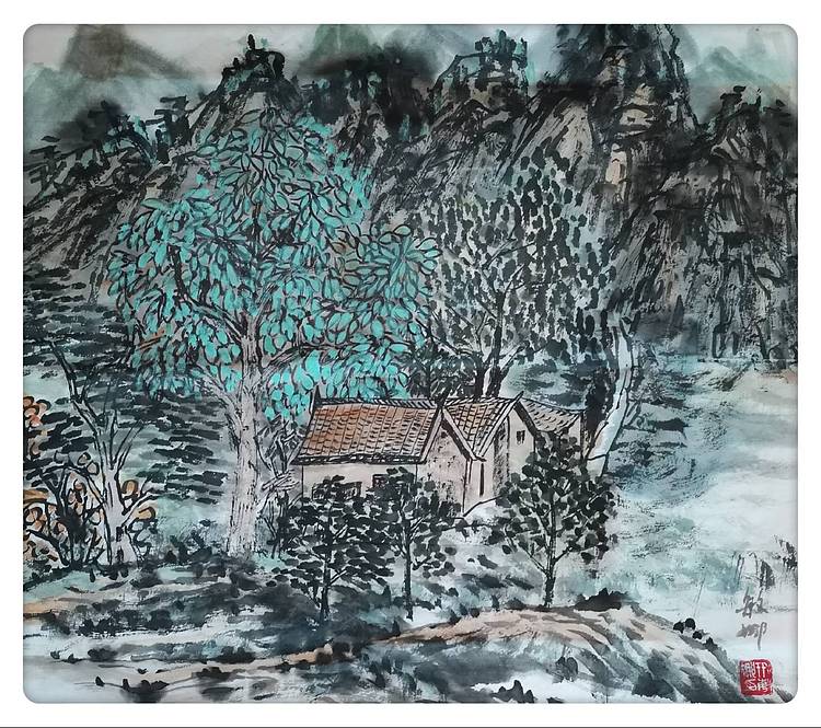 西安市美术家协会会员 邢博雅 山村人家