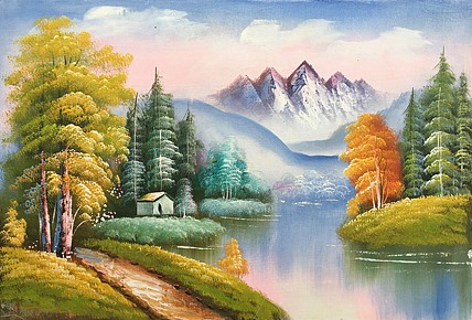黄明灯手绘油画作品《清新淡雅》