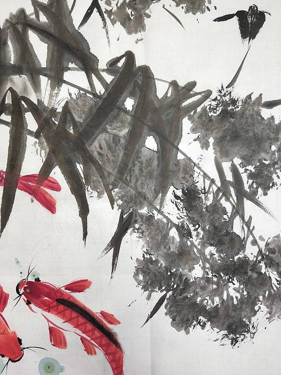 中国花鸟画研修院高研班 王建鑫 芦苇图，秋塘鱼肥。