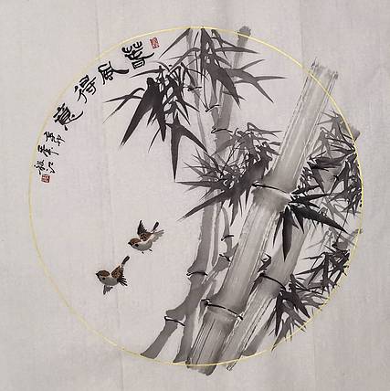 当代著名书画家 醉墨 中国国家书画院副院长朱毅江国画作品《春风得意》