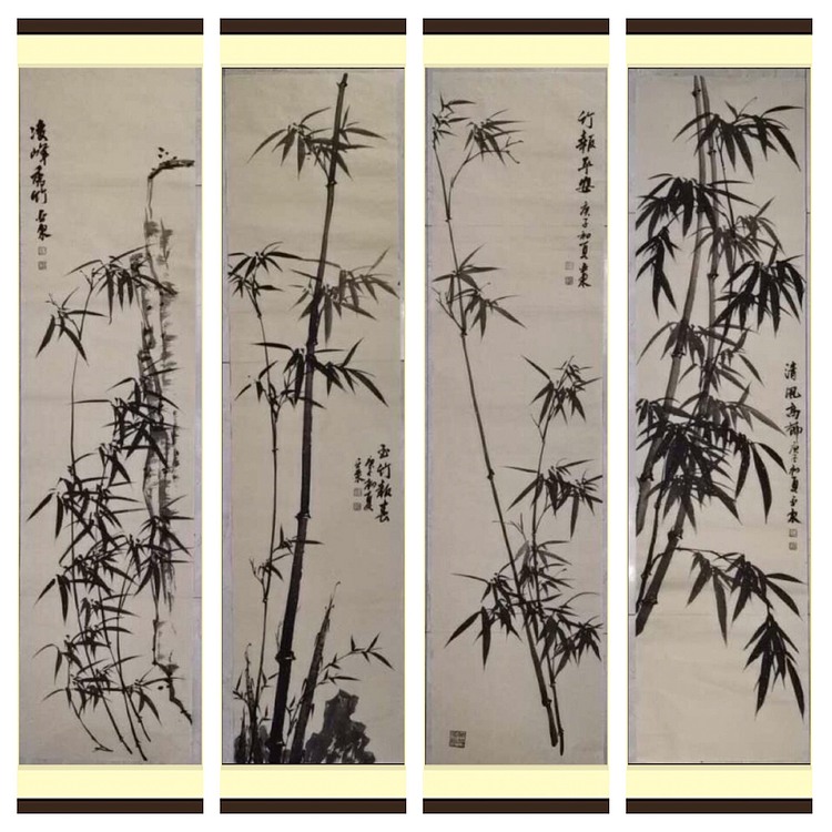 亚墨 美协会员刘亚东仿古洒金四条屏之五