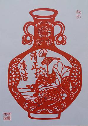 贺国平 民间手工剪纸 （清正廉洁）