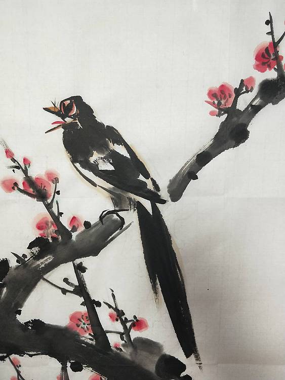 王建鑫 梅花图，喜鹊报春。