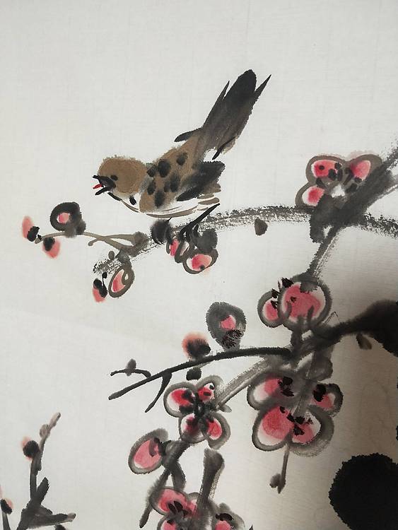 王建鑫 梅花图梅开五福，竹报平安。