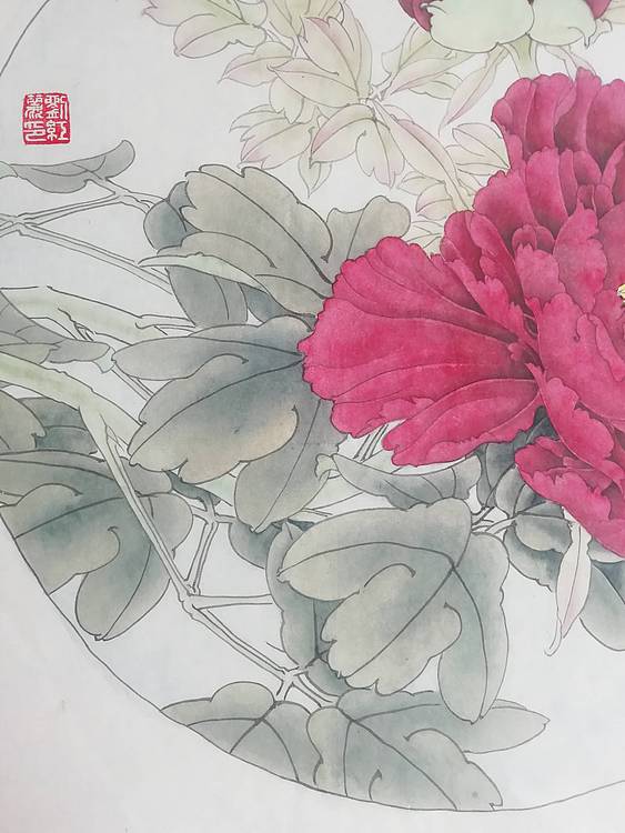 刘红丽 墨洒金  工笔牡丹