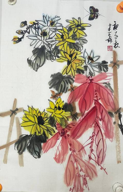 王建鑫 秋菊图，丰艳。