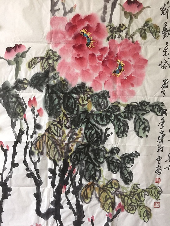 云岗 牡丹图