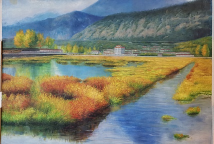 唐卡 油画家 孙福昌《山清水秀》