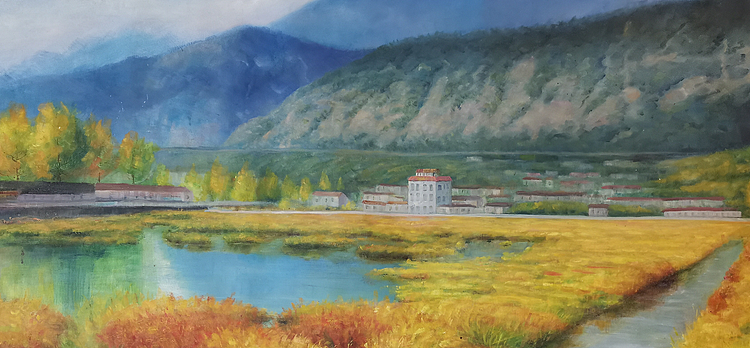 唐卡 油画家 孙福昌《山清水秀》
