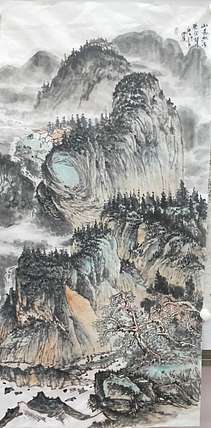 周尚造 山居幽溪听泉声