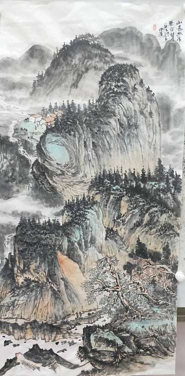 周尚造 山居幽溪听泉声