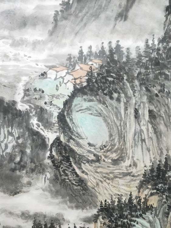 周尚造 山居幽溪听泉声