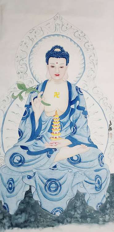 李亦非 中国工笔画学会会员 西安美院硕士 精品佛教绘画《如来宝相》