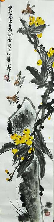 王建鑫 枇杷图，农家五月满树金。