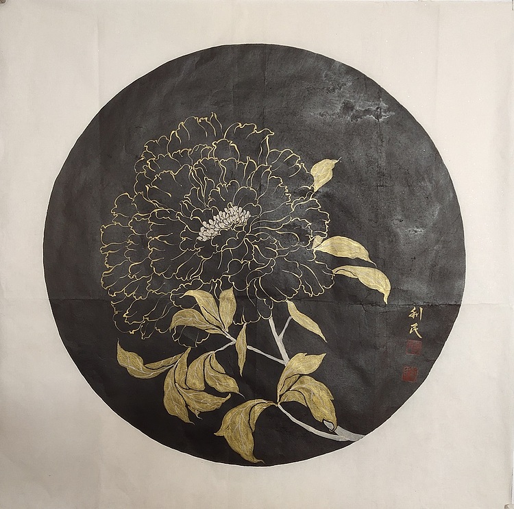 青年画家 安利民  黑金牡丹