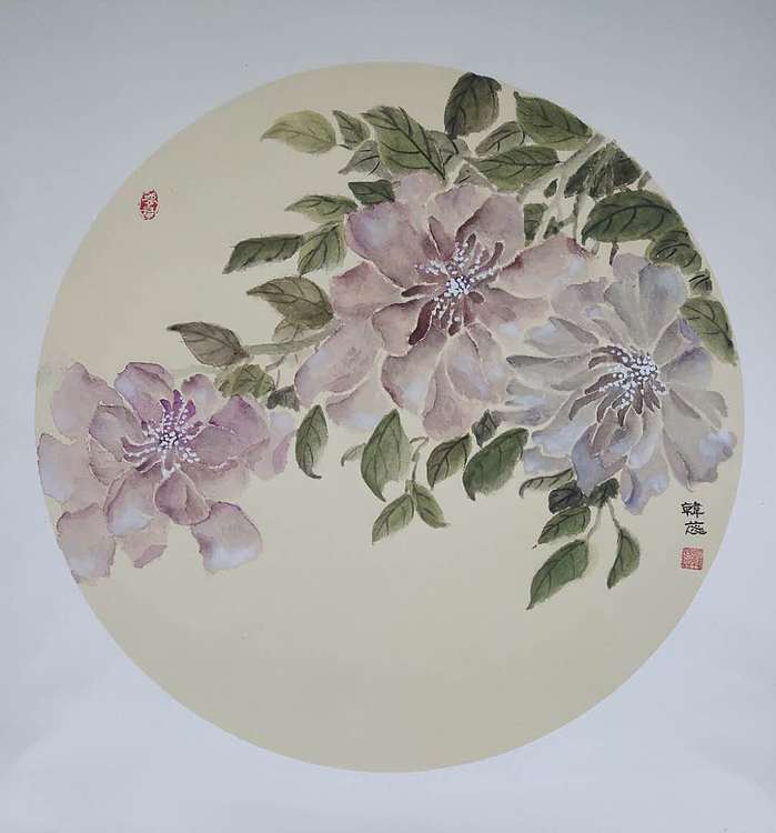 雪中寒蕊 山东省当代工笔画院画家韩蕊没骨花卉