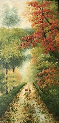 黄明灯手绘油画作品《路路通》