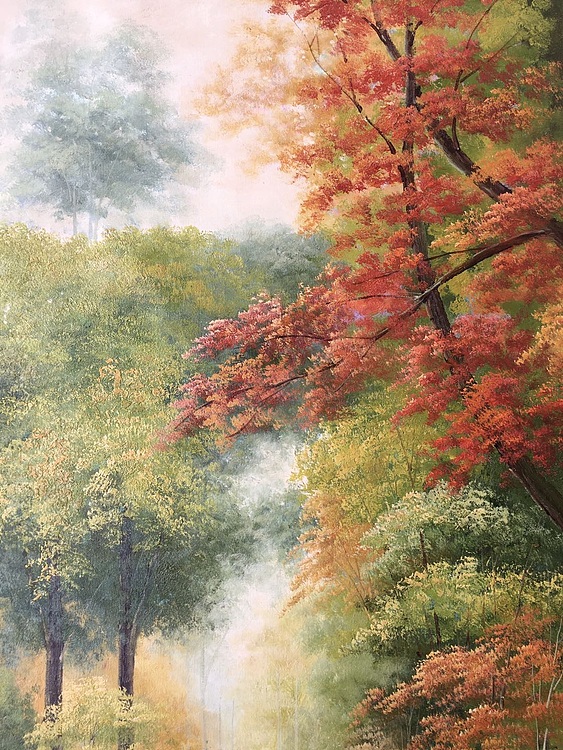 黄明灯手绘油画作品《路路通》