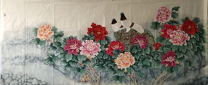 【大尺幅作品】青年潜力画家  安利民  精品工笔 富贵和平