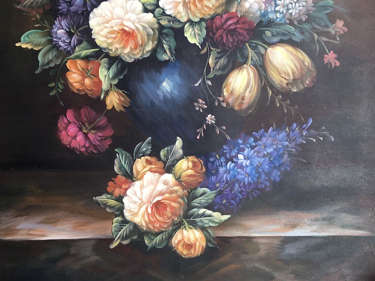 黄明灯手绘油画作品《花香》