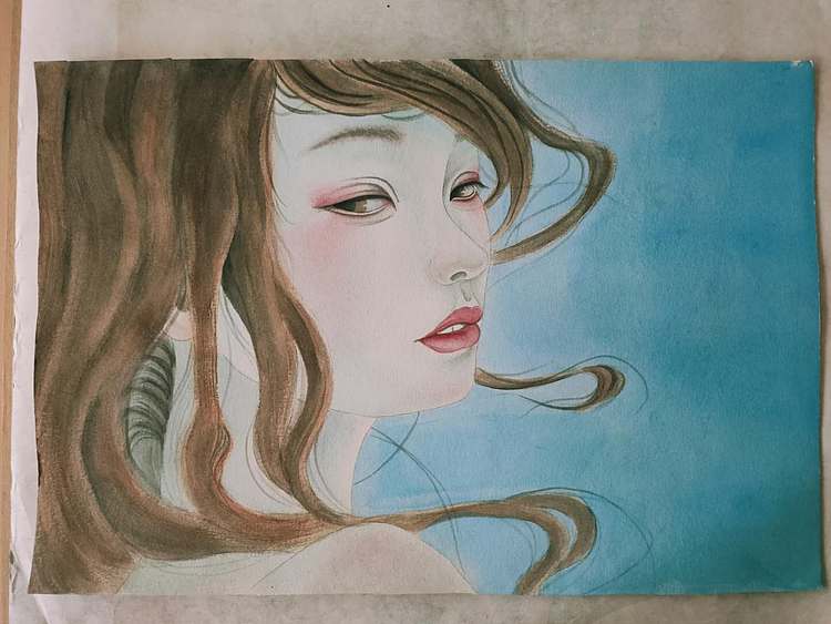 永遇乐 水彩 回眸