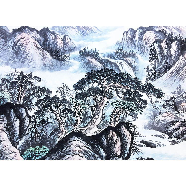 当代青年画家 高俊 旭日东升 山水国画作品