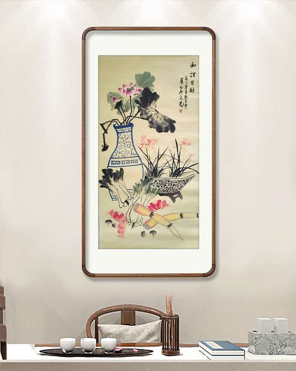 彭韦 国家一级美术师 中国陶瓷绘画艺术研究院院长清供《和谐》