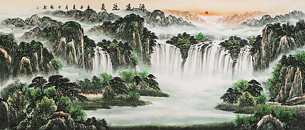 八尺整张 广西美协会员 蒋小松 国画富水长流