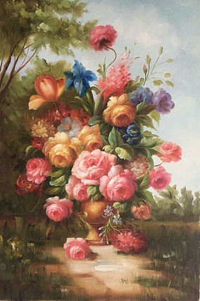 邹娜手绘油画作品《繁花似锦》
