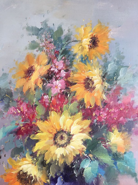 邹娜手绘油画作品《傲然挺立》