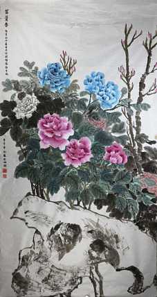 人大高研班 西安美协会员 来荣娜 花鸟 富贵春