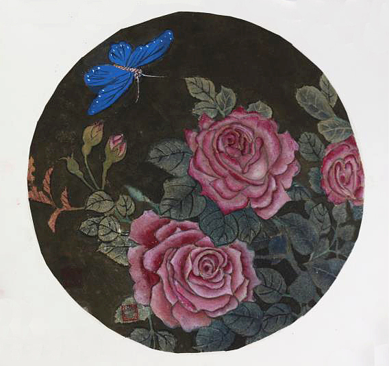 人大高研班 西安美协会员 来荣娜 花鸟 月季花