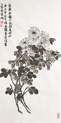 人大高研班 西安美协会员 来荣娜 花鸟 菊花