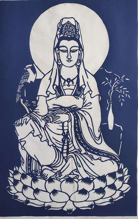 秋实 手工剪纸《观世音菩萨》