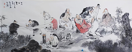 2.4米巨幅  中国美协会员  张转 有合影