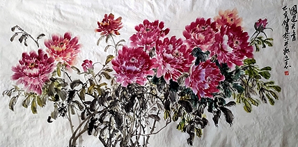 山西著名画家 范立志 花鸟作品 四尺 国色天香